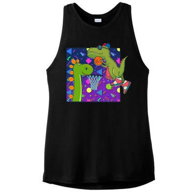 Retro 90's Basketball Dinosaurs Ladies PosiCharge Tri-Blend Wicking Tank