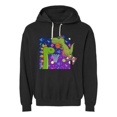 Retro 90's Basketball Dinosaurs Garment-Dyed Fleece Hoodie