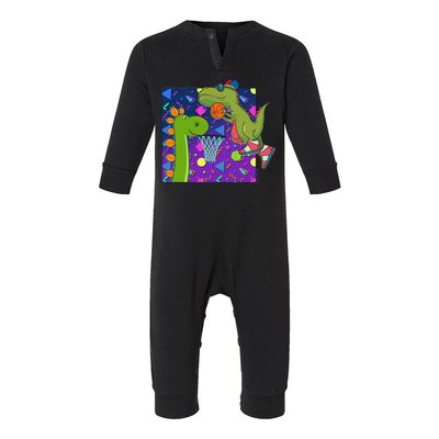 Retro 90's Basketball Dinosaurs Infant Fleece One Piece