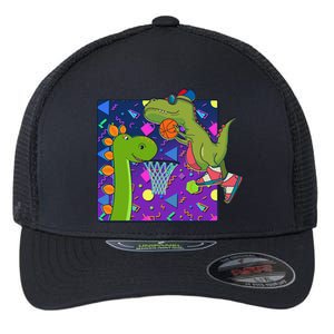 Retro 90's Basketball Dinosaurs Flexfit Unipanel Trucker Cap