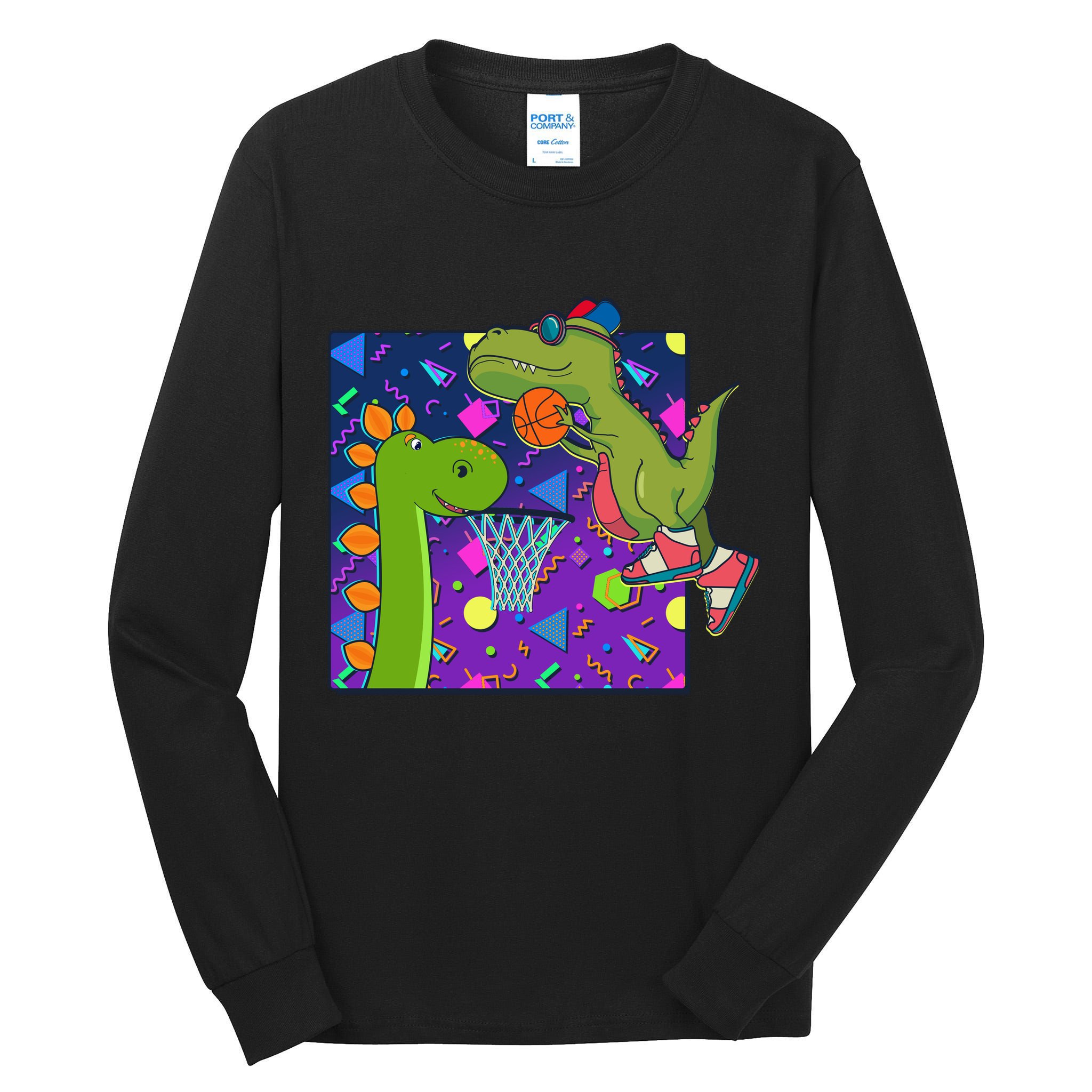 Retro 90's Basketball Dinosaurs Tall Long Sleeve T-Shirt