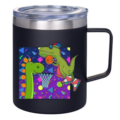 Retro 90's Basketball Dinosaurs 12oz Stainless Steel Coffee Mug