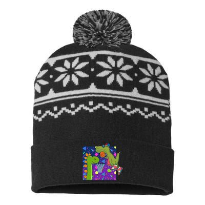 Retro 90's Basketball Dinosaurs USA-Made Snowflake Beanie