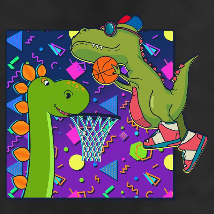 Retro 90's Basketball Dinosaurs Trucker Hat