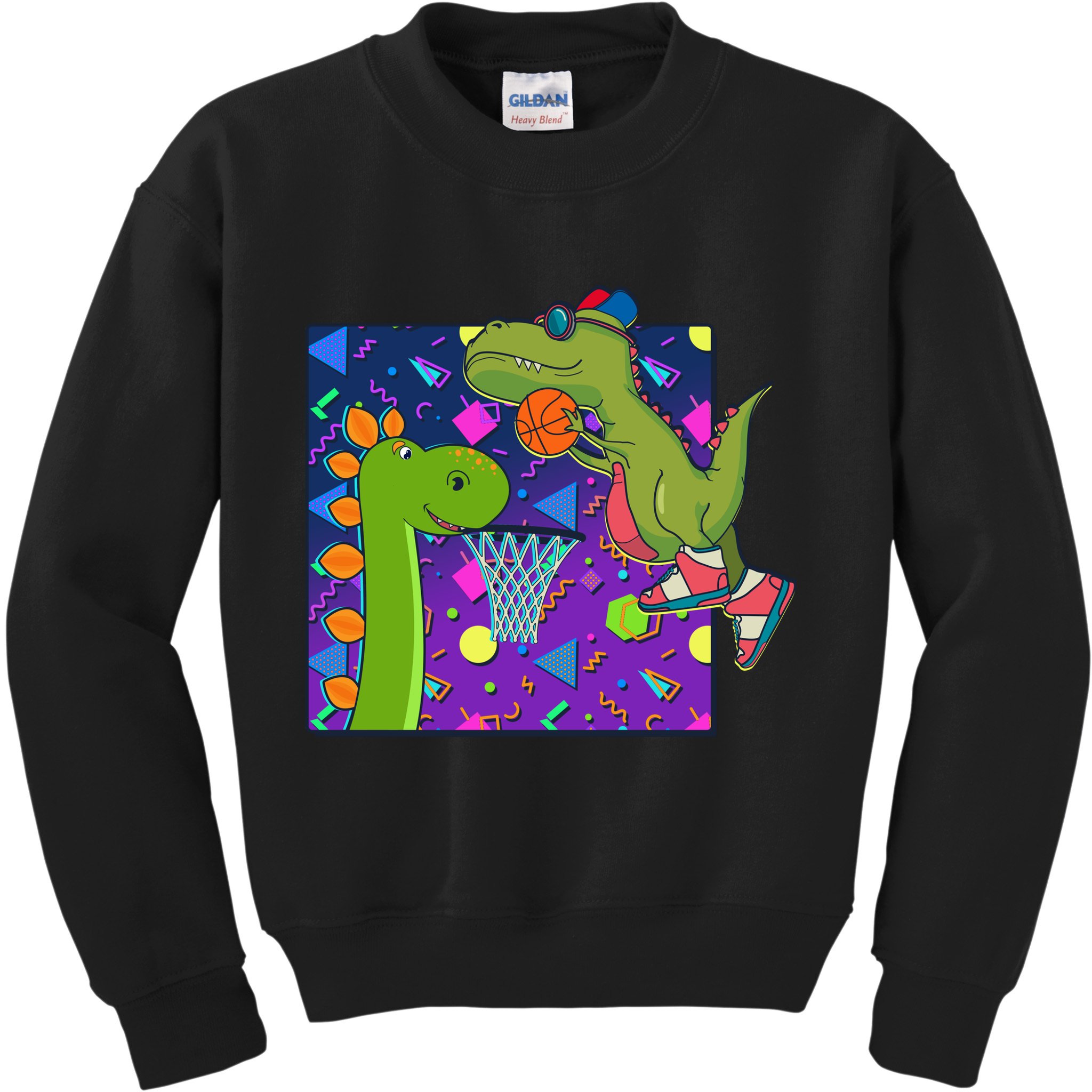 Retro 90's Basketball Dinosaurs Kids Sweatshirt