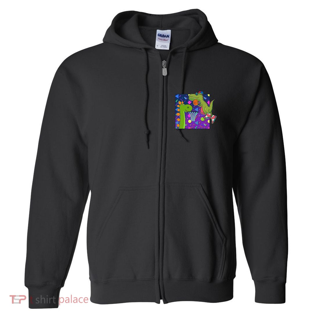 Retro 90's Basketball Dinosaurs Full Zip Hoodie