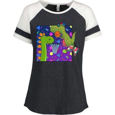 Retro 90's Basketball Dinosaurs Enza Ladies Jersey Colorblock Tee