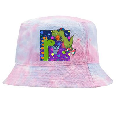 Retro 90's Basketball Dinosaurs Tie-Dyed Bucket Hat