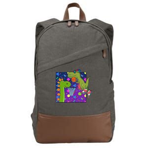 Retro 90's Basketball Dinosaurs Cotton Canvas Backpack