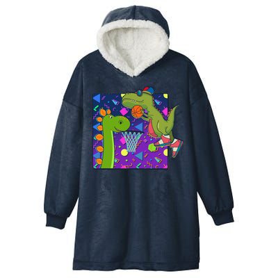 Retro 90's Basketball Dinosaurs Hooded Wearable Blanket