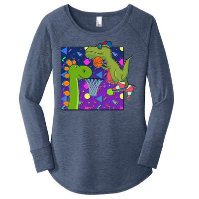 Retro 90's Basketball Dinosaurs Women's Perfect Tri Tunic Long Sleeve Shirt