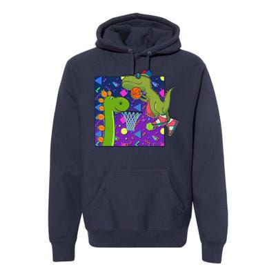 Retro 90's Basketball Dinosaurs Premium Hoodie