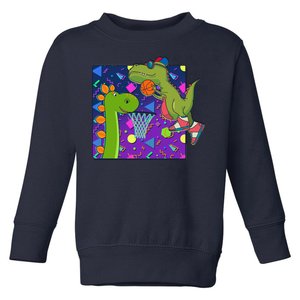 Retro 90's Basketball Dinosaurs Toddler Sweatshirt