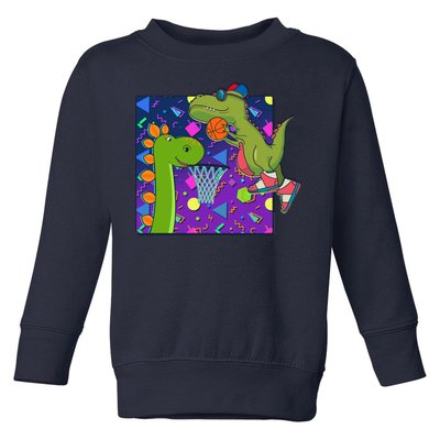 Retro 90's Basketball Dinosaurs Toddler Sweatshirt