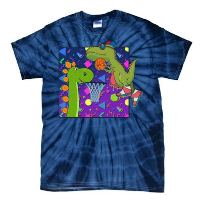 Retro 90's Basketball Dinosaurs Tie-Dye T-Shirt