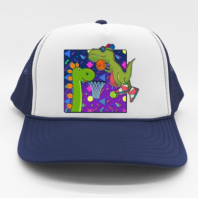 Retro 90's Basketball Dinosaurs Trucker Hat