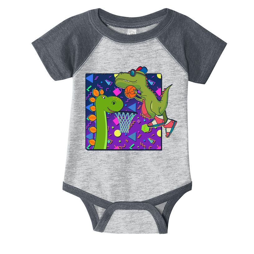 Retro 90's Basketball Dinosaurs Infant Baby Jersey Bodysuit