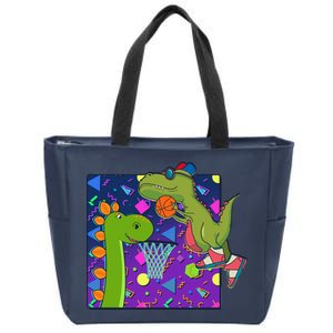 Retro 90's Basketball Dinosaurs Zip Tote Bag