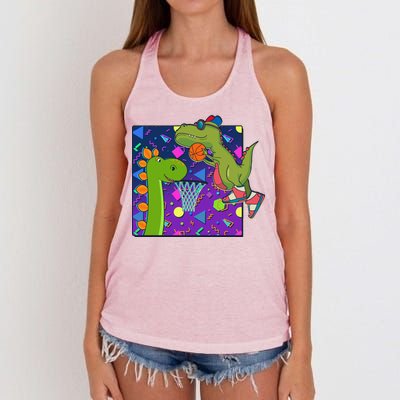 Retro 90's Basketball Dinosaurs Women's Knotted Racerback Tank