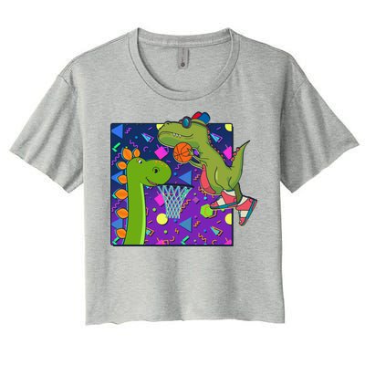 Retro 90's Basketball Dinosaurs Women's Crop Top Tee