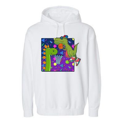 Retro 90's Basketball Dinosaurs Garment-Dyed Fleece Hoodie