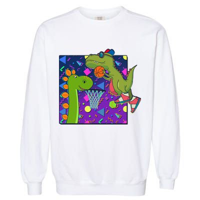 Retro 90's Basketball Dinosaurs Garment-Dyed Sweatshirt