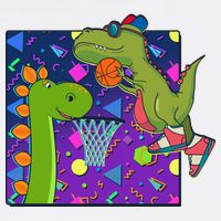 Retro 90's Basketball Dinosaurs Garment-Dyed Sweatshirt