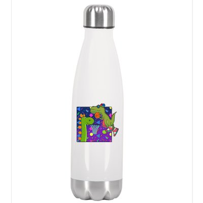 Retro 90's Basketball Dinosaurs Stainless Steel Insulated Water Bottle