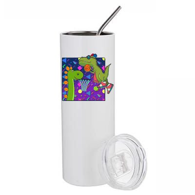 Retro 90's Basketball Dinosaurs Stainless Steel Tumbler