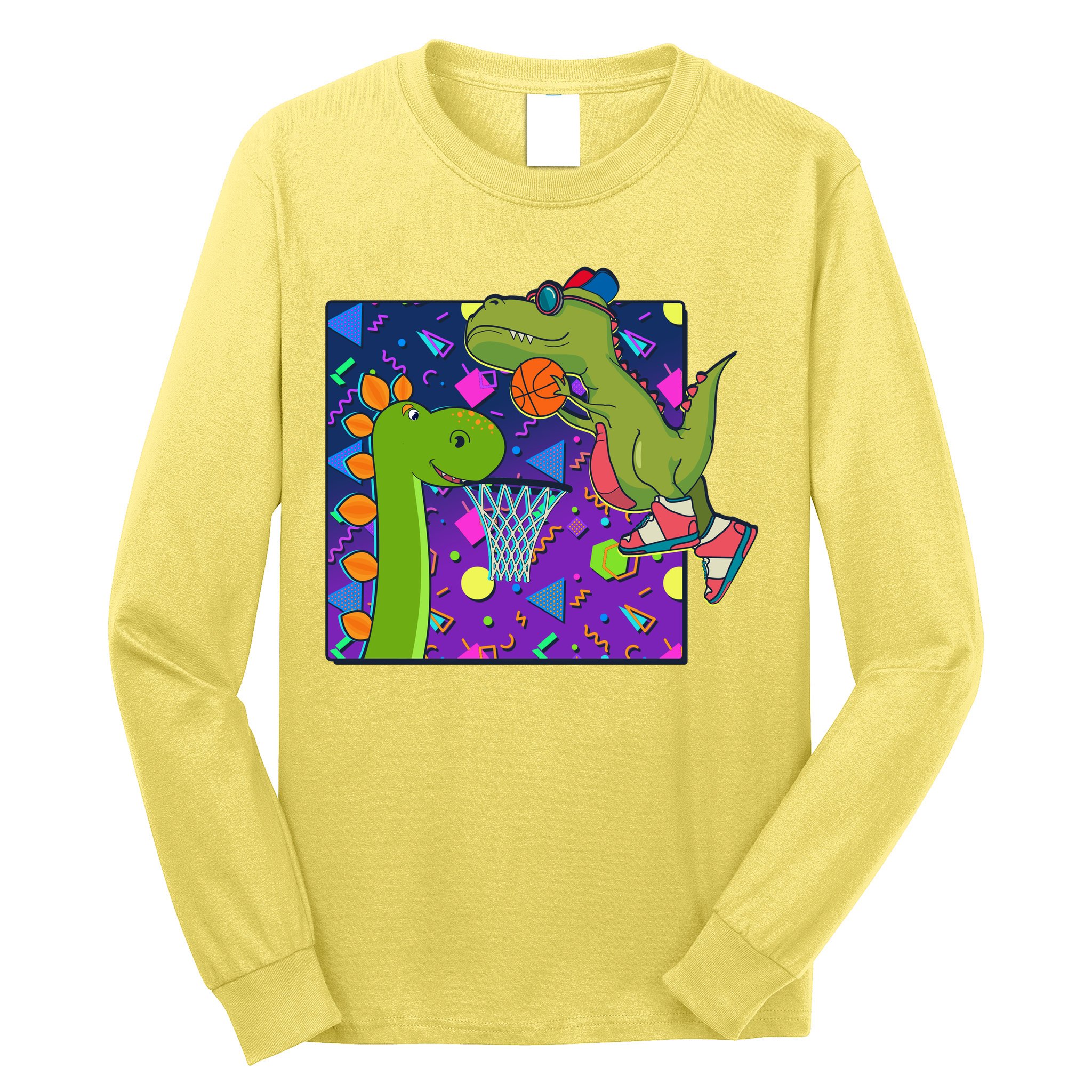 Retro 90's Basketball Dinosaurs Long Sleeve Shirt