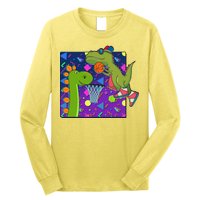 Retro 90's Basketball Dinosaurs Long Sleeve Shirt