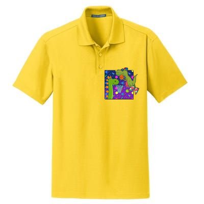 Retro 90's Basketball Dinosaurs Dry Zone Grid Polo