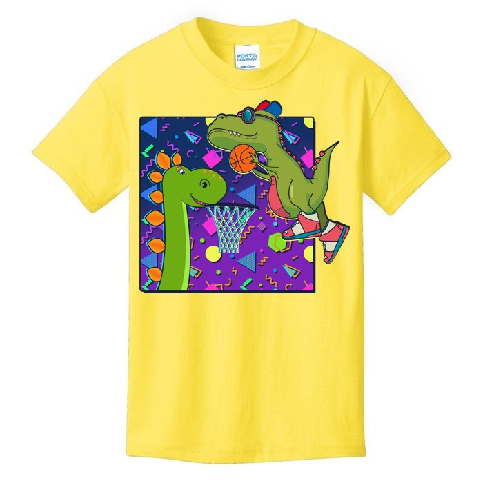 Retro 90's Basketball Dinosaurs Kids T-Shirt