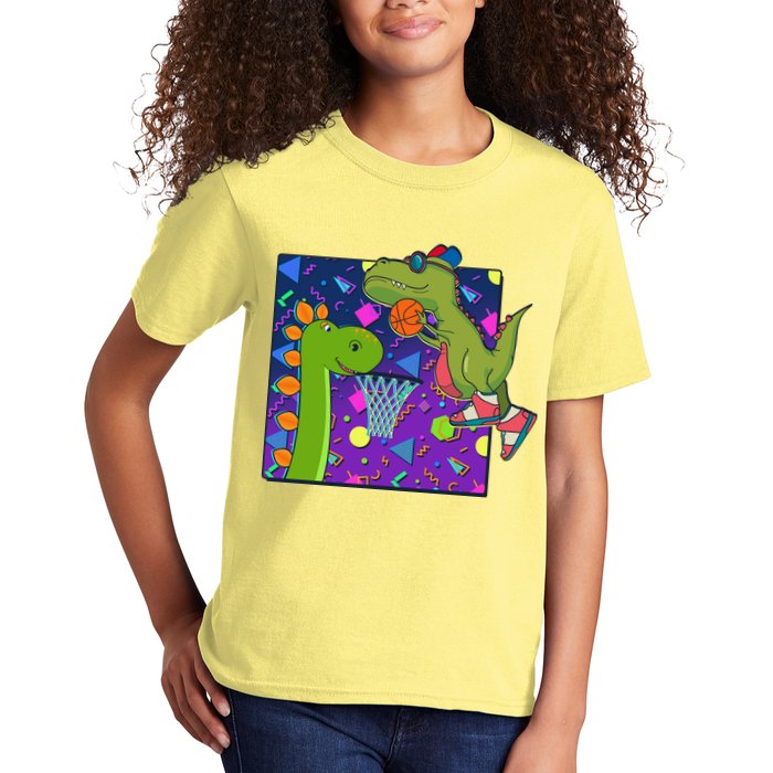 Retro 90's Basketball Dinosaurs Kids T-Shirt