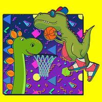 Retro 90's Basketball Dinosaurs Kids T-Shirt