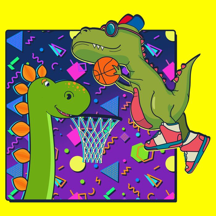 Retro 90's Basketball Dinosaurs Kids T-Shirt