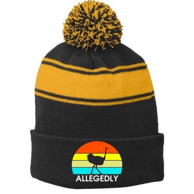 Retro Allegedly Ostrich Vintage Stripe Pom Pom Beanie