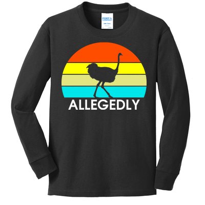 Retro Allegedly Ostrich Vintage Kids Long Sleeve Shirt