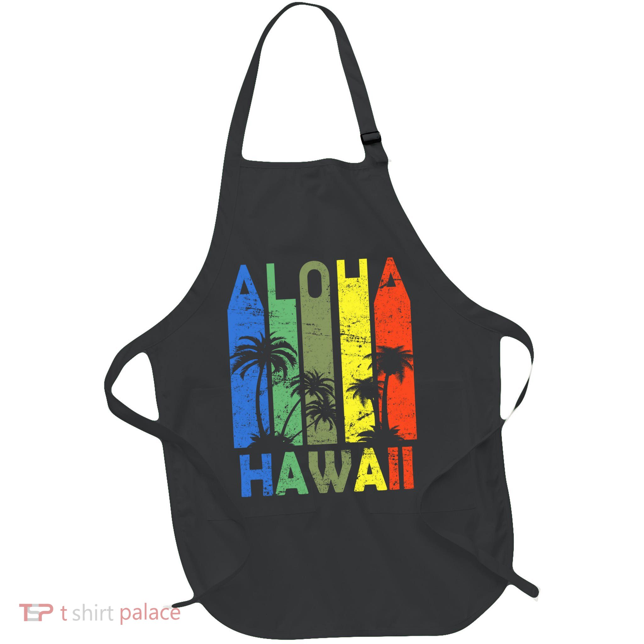 Retro Aloha Hawaii Logo Full-Length Apron With Pockets
