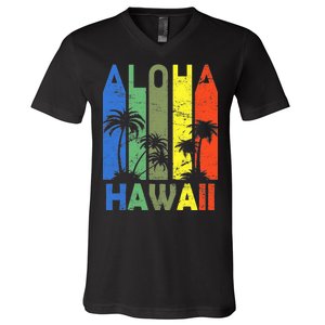 Retro Aloha Hawaii Logo V-Neck T-Shirt