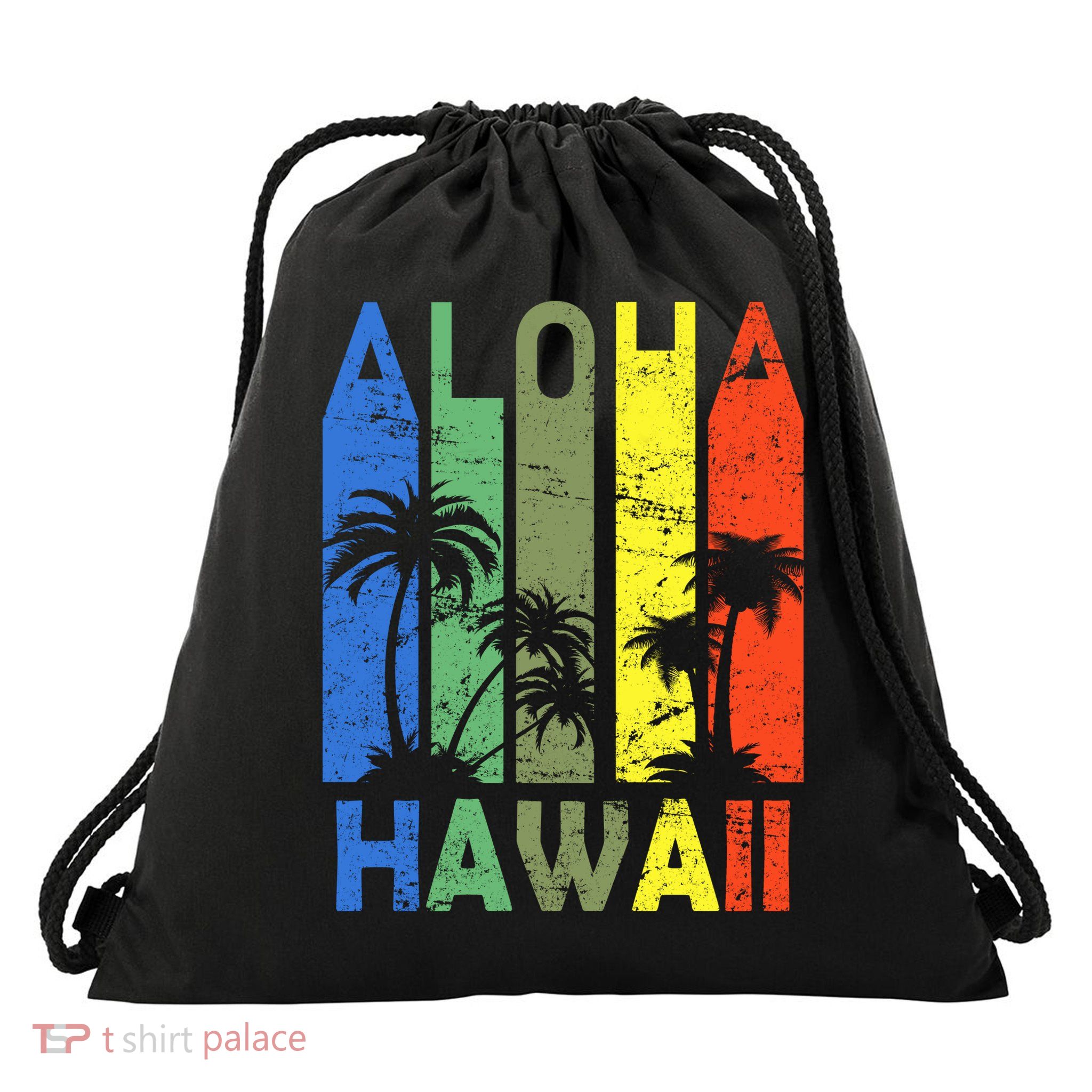 Retro Aloha Hawaii Logo Drawstring Bag