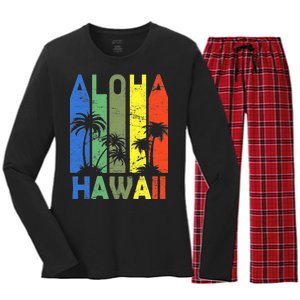 Retro Aloha Hawaii Logo Women's Long Sleeve Flannel Pajama Set 