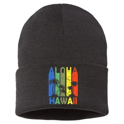 Retro Aloha Hawaii Logo Sustainable Knit Beanie