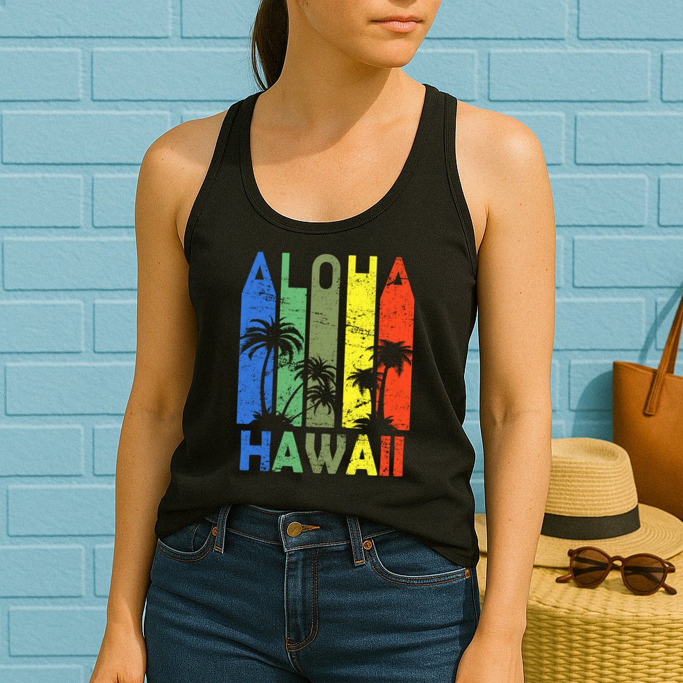 Retro Aloha Hawaii Logo Womens Tank Top