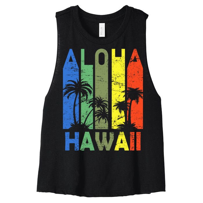 Retro Aloha Hawaii Logo Women's Racerback Cropped Tank