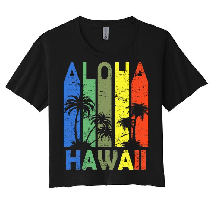 Retro Aloha Hawaii Logo Women's Crop Top Tee