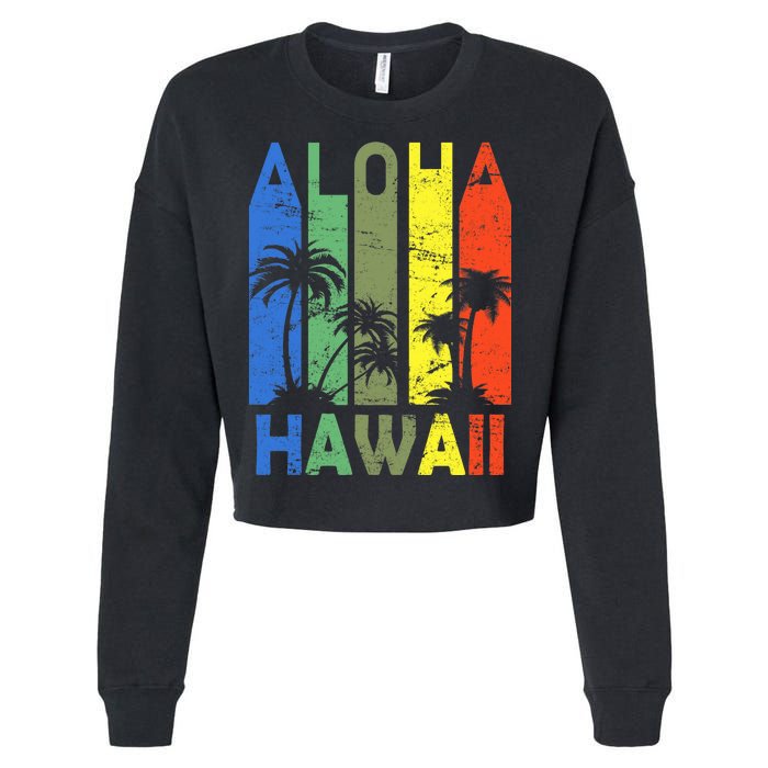 Retro Aloha Hawaii Logo Cropped Pullover Crew