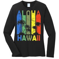 Retro Aloha Hawaii Logo Ladies Long Sleeve Shirt