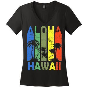 Retro Aloha Hawaii Logo Women's V-Neck T-Shirt