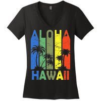 Retro Aloha Hawaii Logo Women's V-Neck T-Shirt